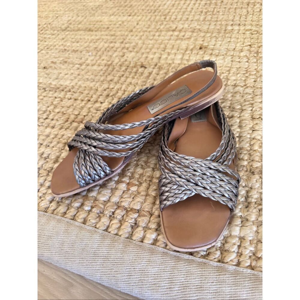 Calico Metallic Woven Leather Slingback Sandals Women’s Size (укажи свой) Square - Picture 7 of 7